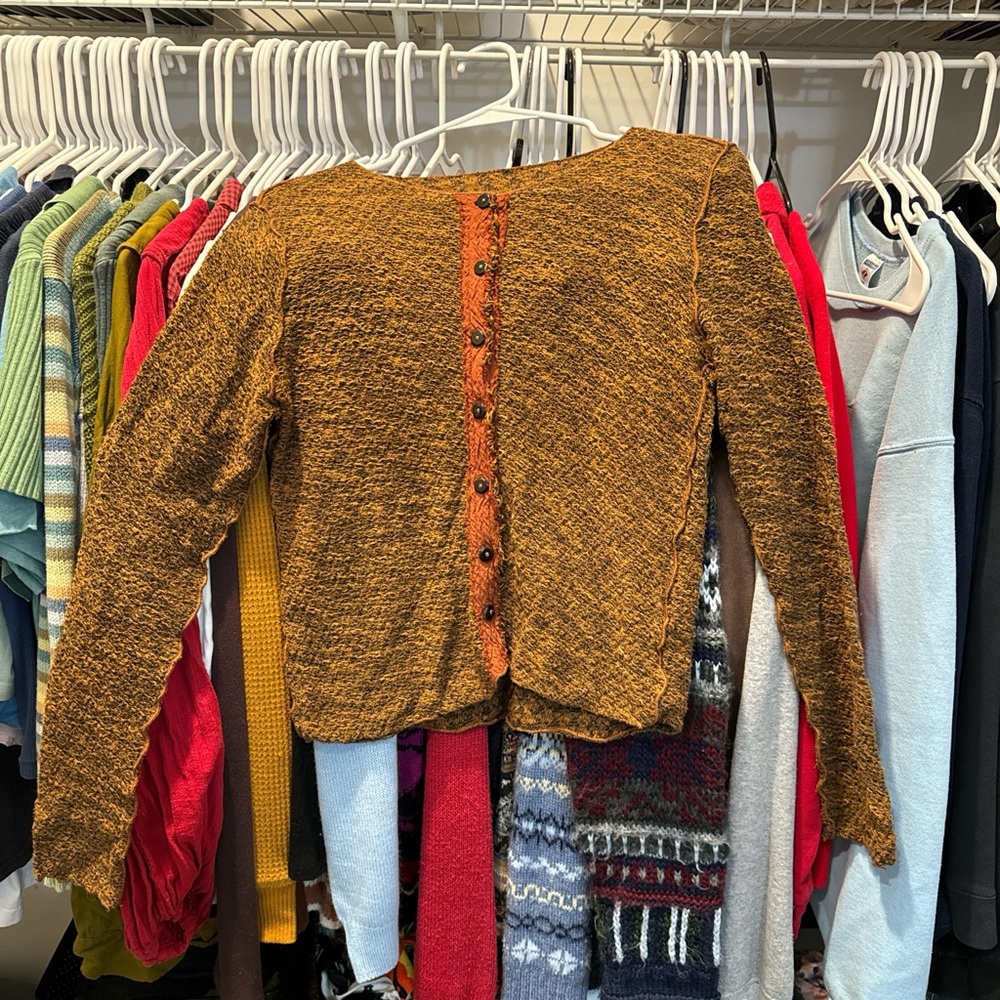 Cozy orange and brown sweater